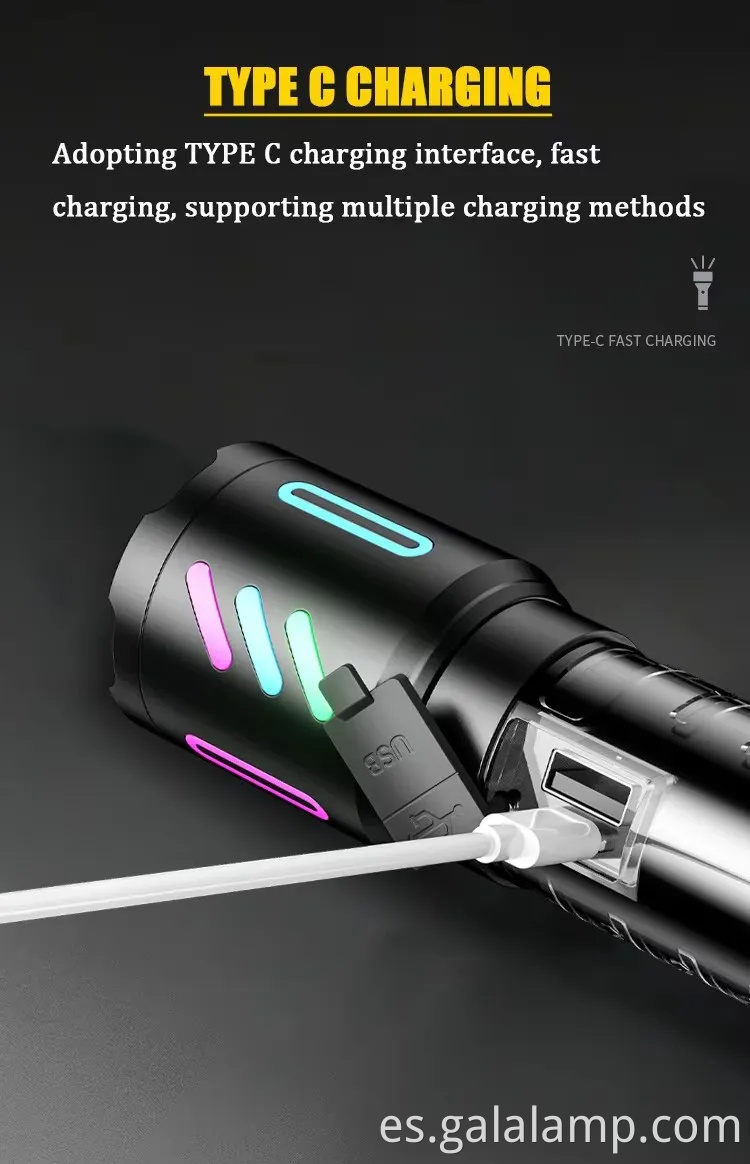 Linterna de aleación de fluorescencia láser blanca de alta potencia con zoom